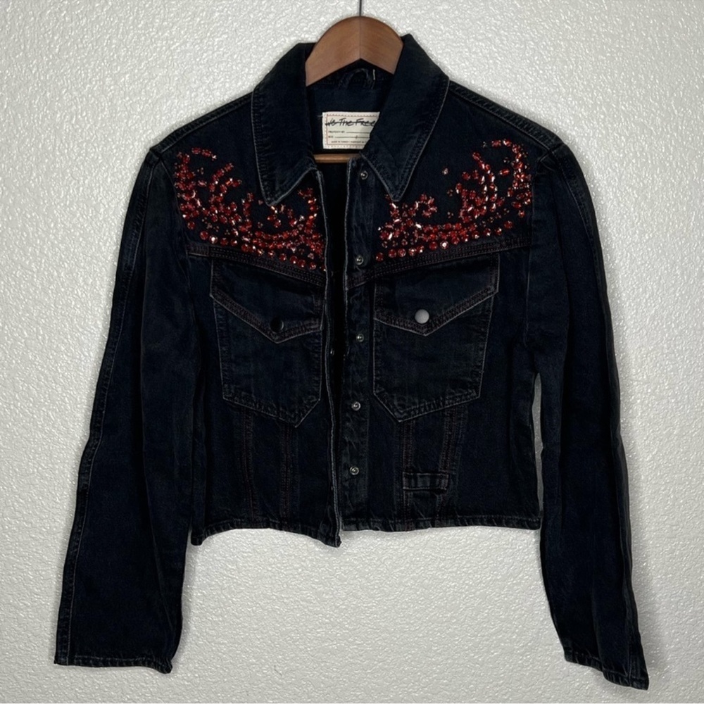 NWOT Free People Ruby Rebel Denim Black Jacket - Picture 8 of 14